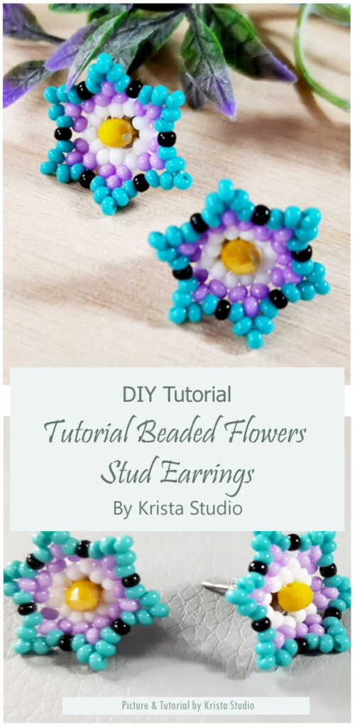 Tutorial Beaded Flowers Stud Earrings By Krista Studio