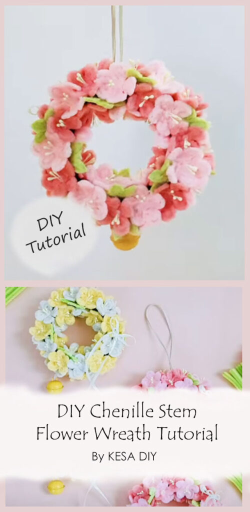DIY Chenille Stem Flower Wreath Tutorial By KESA DIY