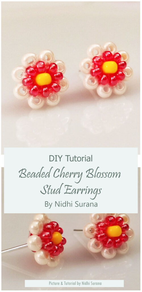 Beaded Cherry Blossom Stud Earrings By Nidhi Surana