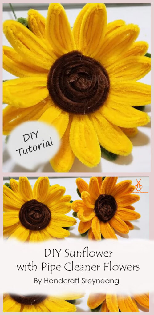 DIY Sunflower with Pipe Cleaner Flowers By Handcraft Sreyneang