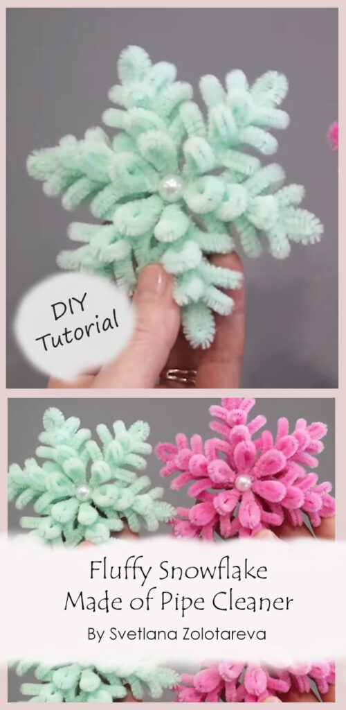 Fluffy Snowflake Made of Pipe Cleaner By Svetlana Zolotareva