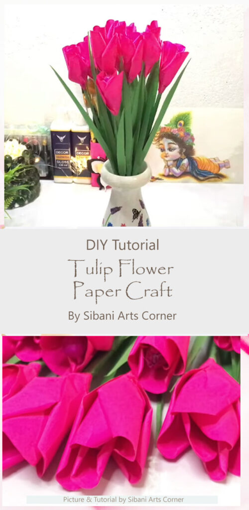 How to Make Tulip Flower - Paper Flower By Sibani Arts Corner