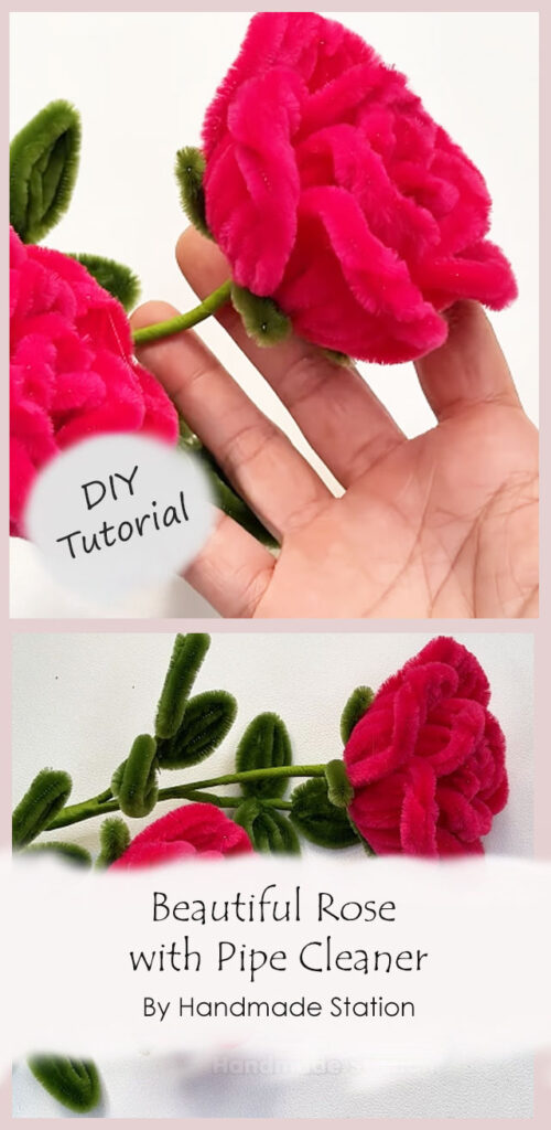 The Easiest Way to Make a Beautiful Rose with Pipe Cleaner By Handmade Station