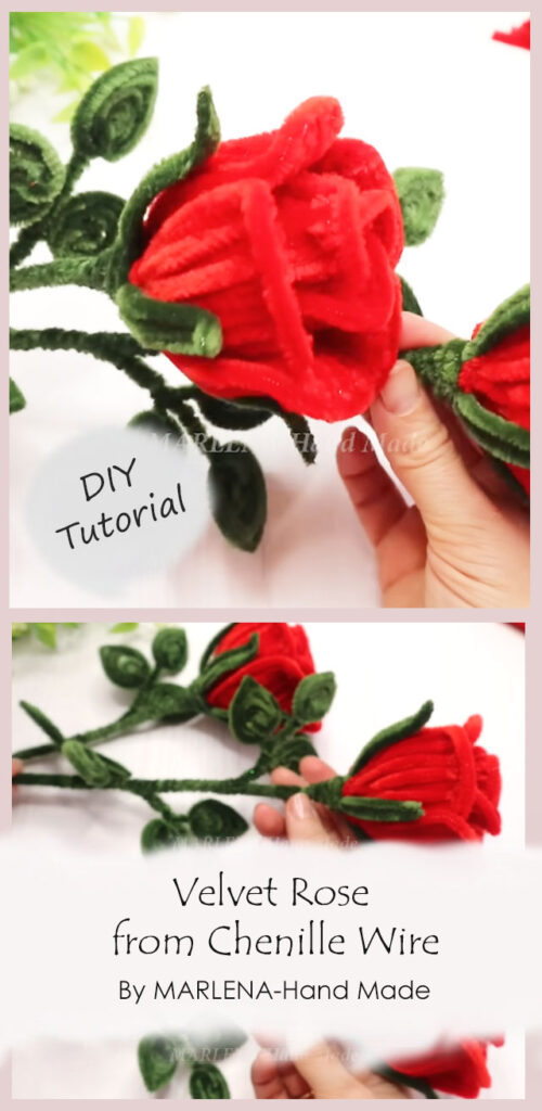 Velvet Rose from Chenille Wire By MARLENA-Hand Made