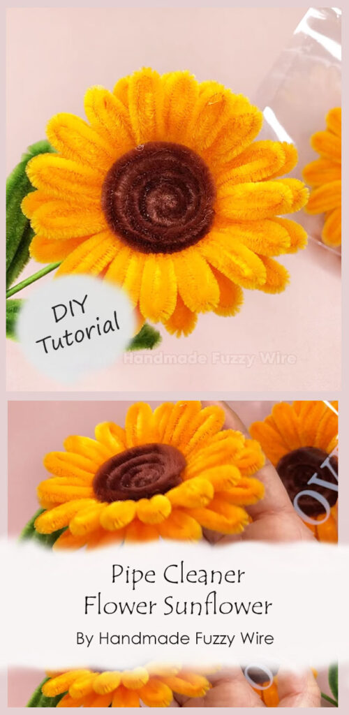 Pipe Cleaner Flower Sunflower By Handmade Fuzzy Wire
