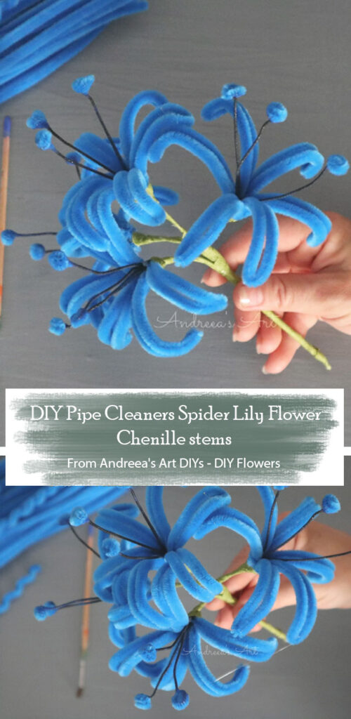 DIY Pipe Cleaners Spider Lily flower Chenille stems By Andreea's Art DIYs - DIY Flowers